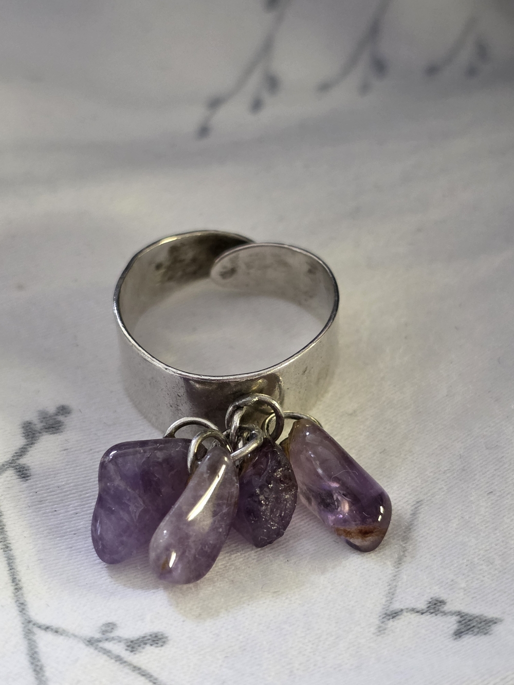 Vintage Taxco Santos SS And Amethyst Ring. Adjustable Size From 5 -6